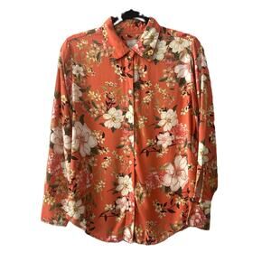 EUC Chicos Sandwashed Oasis Floral Modal Satin Long Sleeve Blouse Top -1P/6-8P